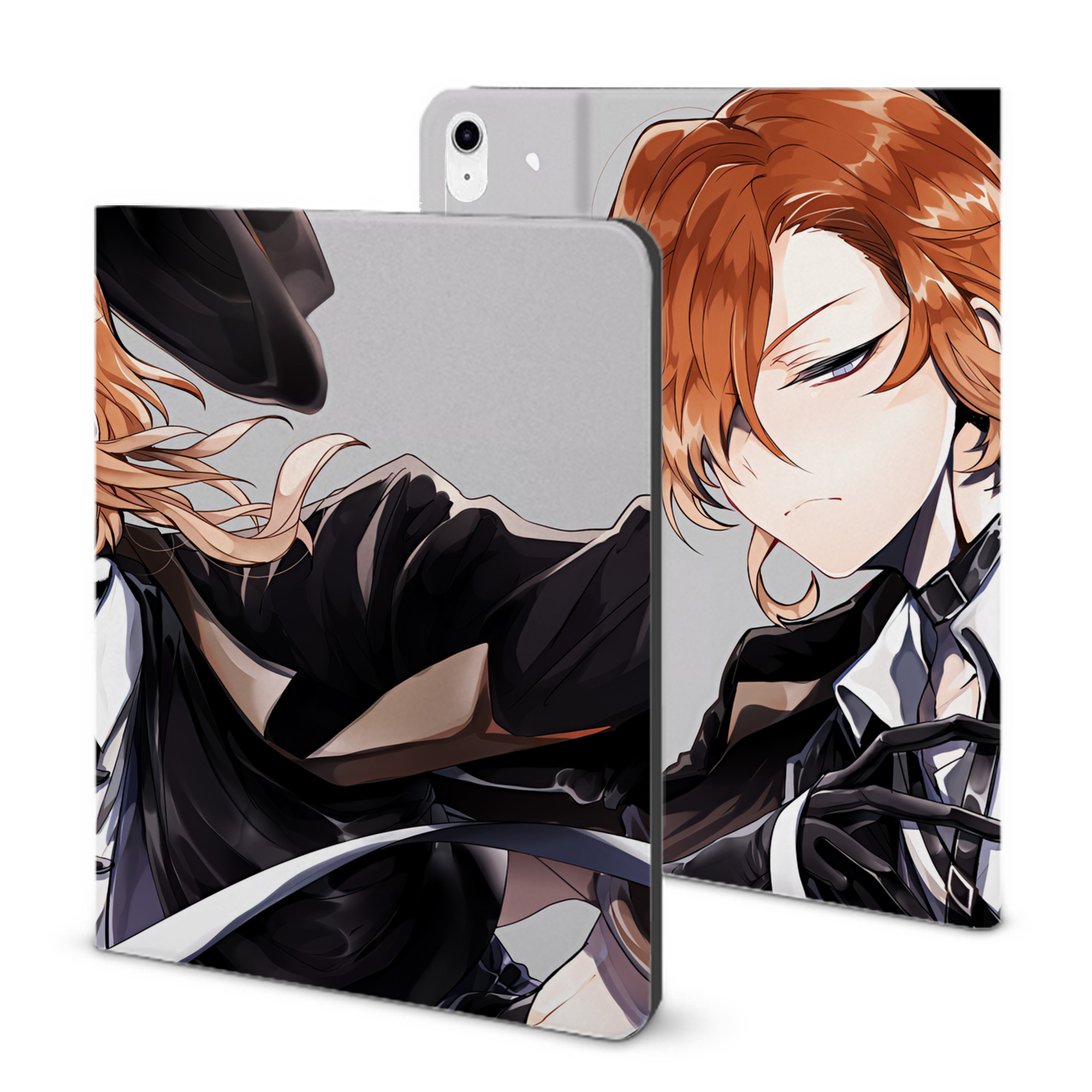 （画像用） 文豪ストレイドッグス Bungo Stray Dogs IPad ケース ブック型 PUレザー TPU 耐衝撃 軽量 薄型 ペン収納なし 全面保護 IPad 各モデル対応